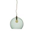 EBB & FLOW Rowan 39cm Extra-Large LED Pendant Brass Metal Fitting with Mouth Blown Glass in Forest Green