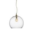 EBB & FLOW Rowan 39cm Extra-Large LED Pendant Brass Metal Fitting with Mouth Blown Glass in Clear