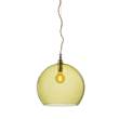 EBB & FLOW Rowan 39cm Extra-Large LED Pendant Brass Metal Fitting with Mouth Blown Glass in Olive