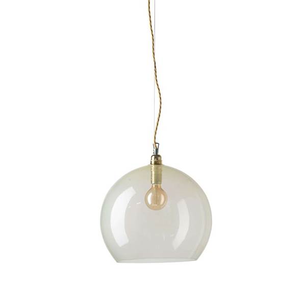 EBB & FLOW Rowan 39cm Extra-Large LED Pendant Brass Metal Fitting with Mouth Blown Glass