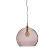 EBB & FLOW Rowan 39cm Extra-Large LED Pendant Brass Metal Fitting with Mouth Blown Glass in Obsidian