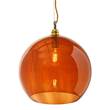 EBB & FLOW Rowan 39cm Extra-Large LED Pendant Brass Metal Fitting with Mouth Blown Glass in Rust