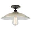 Mullan Lighting Calix Holophane Semi-Flush with Prismatic Glass Shade in Antique Silver