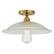 Mullan Lighting Calix Holophane Semi-Flush with Prismatic Glass Shade in Polished Brass