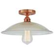 Mullan Lighting Calix Holophane Semi-Flush with Prismatic Glass Shade in Polished Copper