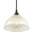Mullan Lighting Boston Industrial Holophane Pendant with Prismatic Glass Shade in Antique Silver