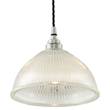 Mullan Lighting Boston Industrial Holophane Pendant with Prismatic Glass Shade in Polished Chrome