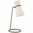 Visual Comfort Clarkson Desk Lamp with Linen Shade in Hand-Rubbed Antique Brass