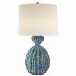 Visual Comfort Gannet Table Lamp with Linen Shade in Pebbled Aquamarine