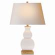Visual Comfort Fang Gourd Table Lamp with Natural Paper Shade in Ivory Crackle Ceramic