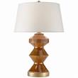 Visual Comfort Weller Zig Zag Table Lamp with Natural Paper Shade in Shanghai Brown