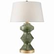 Visual Comfort Weller Zig Zag Table Lamp with Natural Paper Shade in Shellish Kiwi