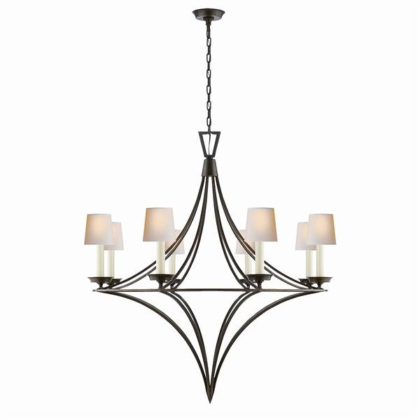 Visual Comfort Darlana Medium Open Frame Chandelier with Natural Paper Shades