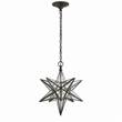 Visual Comfort Moravian Medium Star Pendant with Antique Mirror in Aged Iron