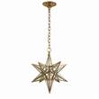 Visual Comfort Moravian Medium Star Pendant with Antique Mirror in Gilded Iron