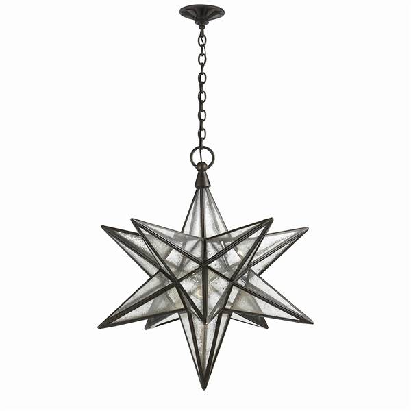 Visual Comfort Moravian Large Star Pendant with Antique Mirror