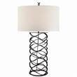Visual Comfort Bracelet Table Lamp with Linen Shade in Aged Iron