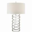 Visual Comfort Bracelet Table Lamp with Linen Shade in Burnished Silver Leaf