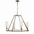 Visual Comfort Etoile Round Chandelier with Natural Paper Shade in Gilded Iron