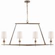 Visual Comfort Etoile Linear Pendant with Natural Paper Shade in Gilded Iron