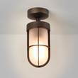 Astro Cabin Exterior Semi Flush with Frosted Glass in Bronze
