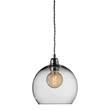 EBB & FLOW Rowan 22cm Medium LED Pendant Silver Metal Fitting with Mouth Blown Glass in Clear