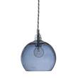 EBB & FLOW Rowan 28cm Medium Mouth Blown Glass LED Pendant with Silver Metal Fitting in Deep Blue