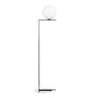 Flos IC F2 Large Steel Floor Lamp with Blown Glass Opal Diffuser in Chrome