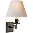 Visual Comfort Dean Single Arm Sconce with Natural Paper Shade in Gun Metal