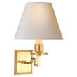 Visual Comfort Dean Single Arm Sconce with Natural Paper Shade in Natural Brass
