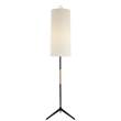 Visual Comfort Frankfort Floor Lamp with Ebony Accents & Linen Shade in Aged Iron