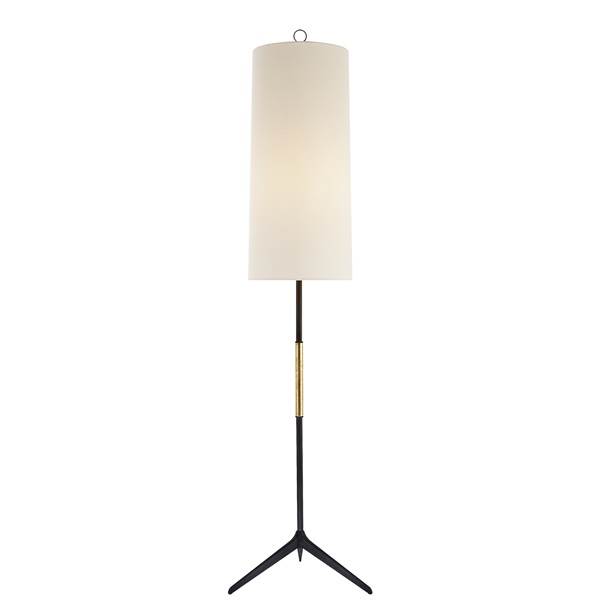 Visual Comfort Frankfort Floor Lamp with Ebony Accents & Linen Shade