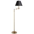 Visual Comfort Dorchester Swing Arm Floor Lamp with Silk Shade in Black