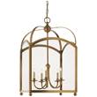 Visual Comfort Arch Top Large Clear Glass Pendant Lantern in Antique Burnished Brass