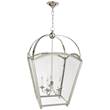 Visual Comfort Arch Top Large Clear Glass Tapered Pendant Lantern in Polished Nickel