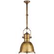 Visual Comfort Country Small Industrial Pendant with Metal Shade in Antique Burnished Brass