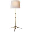 Visual Comfort Studio Adjustable Floor Lamp with Natural Paper Shade in Hand-Rubbed Antique Brass