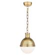 Visual Comfort Hicks Small Globe Pendant with White Glass Inset in Antique Brass