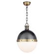 Visual Comfort Hicks Large Globe Pendant with White Glass Inset in Bronze