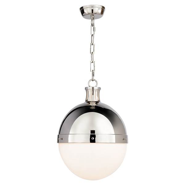 Visual Comfort Hicks Large Globe Pendant with White Glass Inset