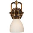 Visual Comfort Yoke White Glass Suspended Wall Light in Antique Brass