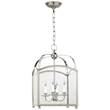 Visual Comfort Arch Top Clear Glass Small Pendant Lantern in Polished Nickel