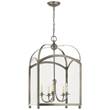 Visual Comfort Arch Top Large Clear Glass Pendant Lantern in Antique Nickel