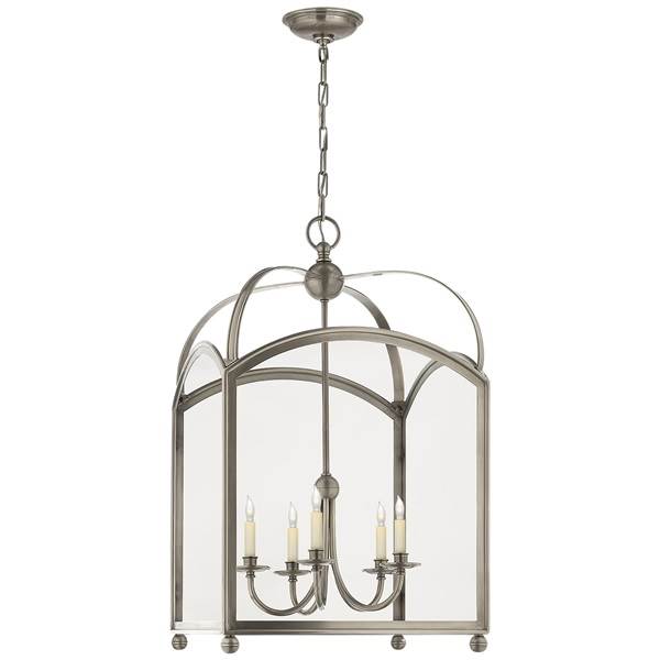 Visual Comfort Arch Top Large Clear Glass Pendant Lantern