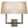 Visual Comfort Square Tube Double Wall Light with Rectangular Paper Shade in Antique Nickel