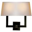 Visual Comfort Square Tube Double Wall Light with Rectangular Paper Shade in Bronze