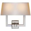 Visual Comfort Square Tube Double Wall Light with Rectangular Paper Shade in Polished Nickel