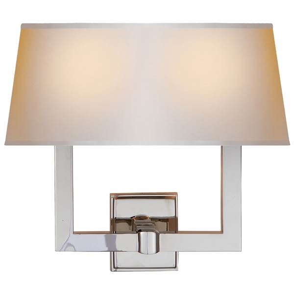 Visual Comfort Square Tube Double Wall Light with Rectangular Paper Shade