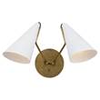 Visual Comfort Clemente Double Arm Downward Wall Light with Antique Brass Base in Matt White Shades