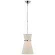 Visual Comfort Clarkson Small Single Pendant with Linen Shade in Polished Nickel